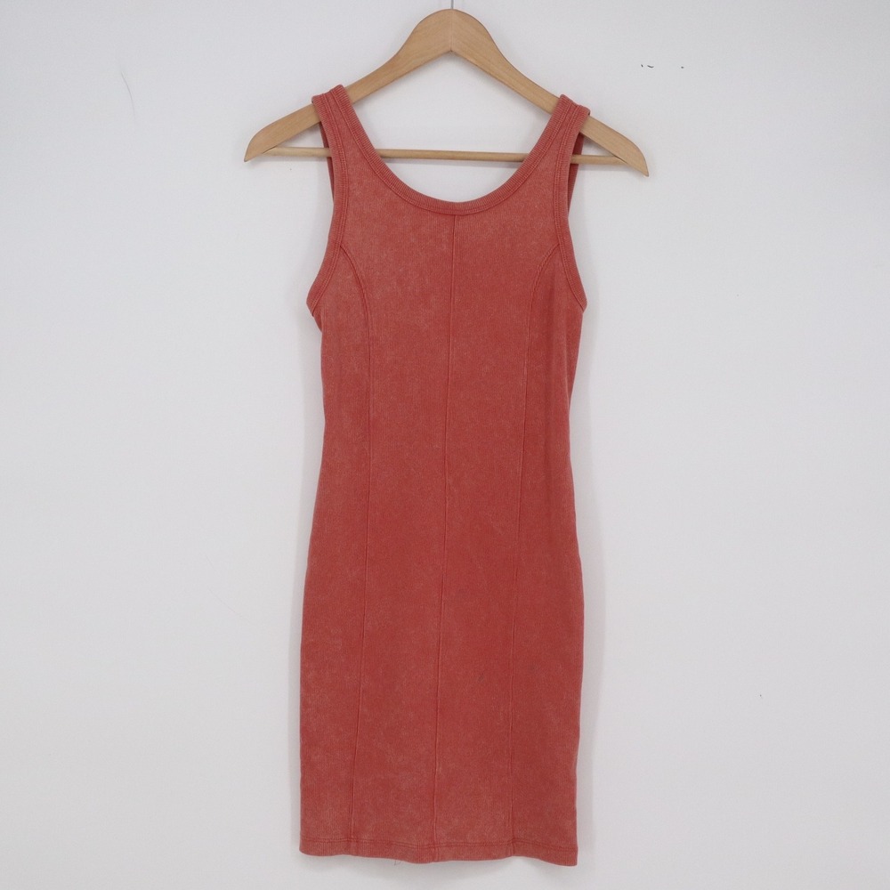 Forever 21 Dress Womens S Bodycon Mini Coral Ribbed Seam Detail Good